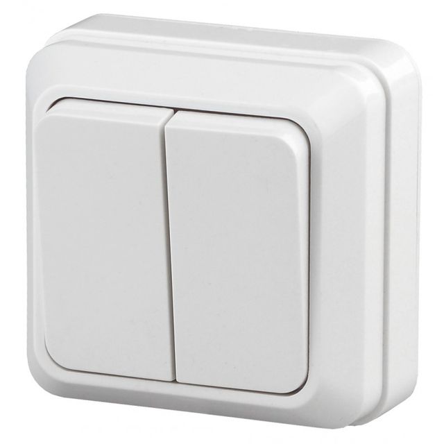 Выключатель двойной INTRO 10А-250В IP20 ОУ Quadro Белый
