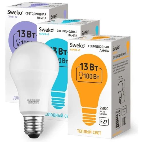 Лампа 42 серия светодиодная 42LED-A60-13w-230-3000K-E27