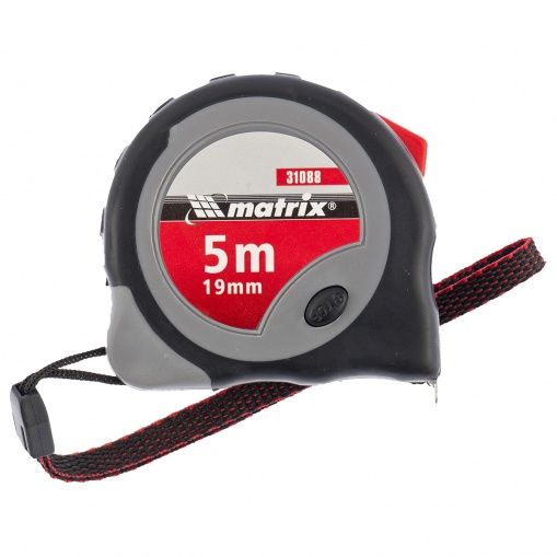 Рулетка Continuous Fixation 5м*19мм обрезиненный корпус плавная фиксация Matrix