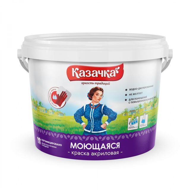 Краска водоэмульсионная Казачка Моющаяся 4,5кг