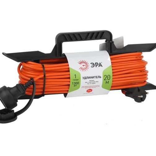 Силовой удлинитель на рамке ЭРА UFx-1-2*0.75-20m-IP44 б/з 1 гнезда 20м ПВС 2*0.75