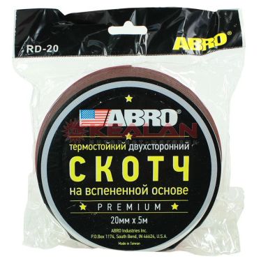 Лента двухсторонняя термостойкая ABRO 20мм*5м Красная