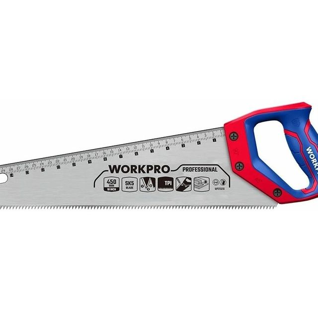 Ножовка по дереву 450мм SK5 7TPI линейка WP215006 WORKPRO