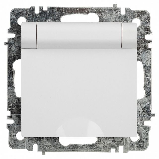 Розетка Intro Accent 6-203-01 с заземлением 2P+E Schuko с крышкой 16А-250В IP20 СУ AL/CU бе