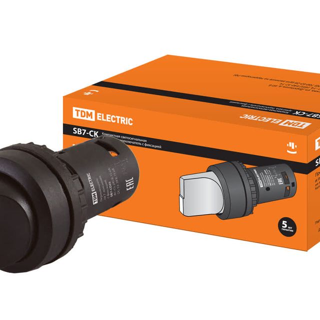 Переключатель на 2 положения SB7-CD25 1НО+1НЗ d22 мм черный IP40