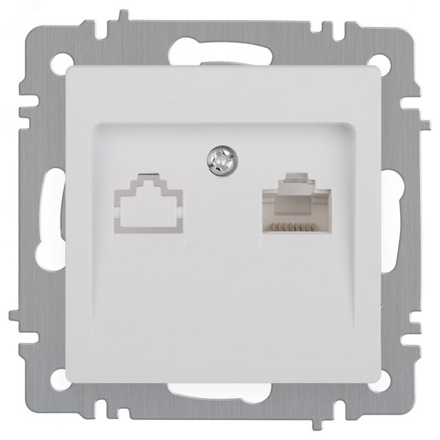 Розетка Intro Accent информационная RJ45 IP20 ОУ Эксперт алюминий