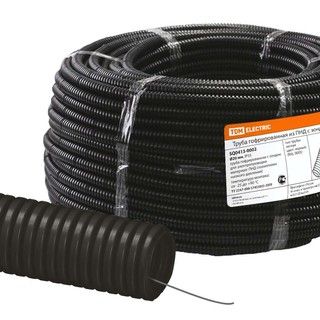 Труба гофрированная ПНД D20*100м с зондом легкая черная TDM
