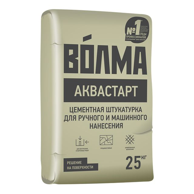 Смесь сухая штукатурная цементная ВОЛМА Аквастарт 25кг (56шт/упак.)