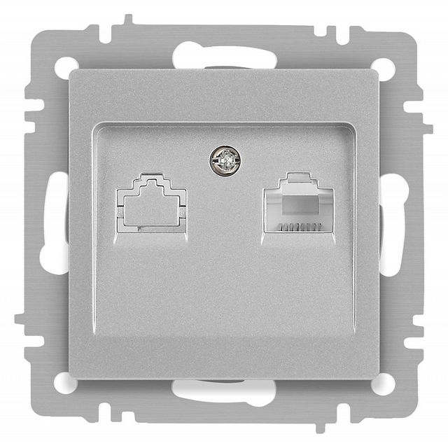 Розетка Intro Accent 6-303-03 информационная RJ45 IP20 СУ алюминий