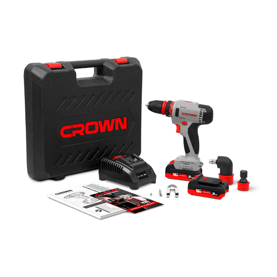 Дрель-шуруповерт угловая аккумуляторная 12В 30Нм 2,0Ач*2Li Crown CT21081HQ-2 BMC