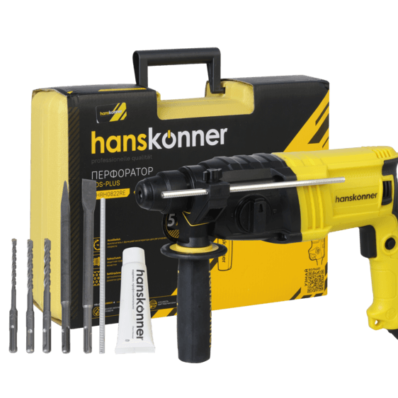 Перфоратор 600Вт 22мм 2,2Дж 0-5500уд/мин 3 режима в кейсе Hanskonner SDS Plus HRH0822RE