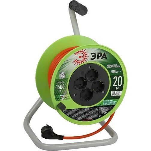 Удлинитель силовой на катушке 20м ЭРА RP-4е-3*1,5-20m 4гн с/з ПВС 3*1,5