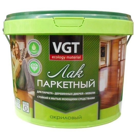 Лак паркетный акриловый глянцевый бесцветный ВГТ 2,2кг