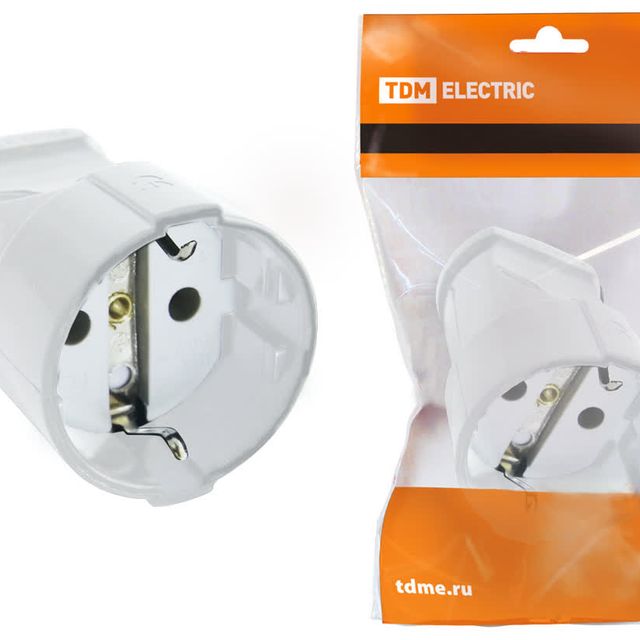 Кабельная розетка 2П+З 16А 250B белая TDM