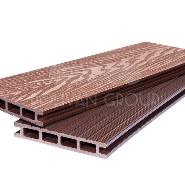 Террасная доска ПУСТОТЕЛАЯ (20*140*2900мм) VELVET+3D WOOD PG SINGARAJA ДПК тёмно-коричневый №5