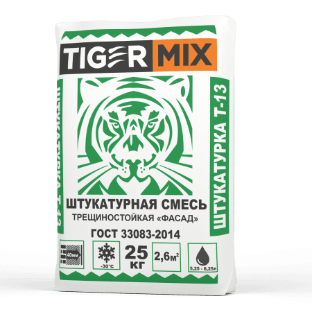 Смесь штукатурная трещиностойкая Фасад Т-13 Тайгер Микс Tiger mix 25кг