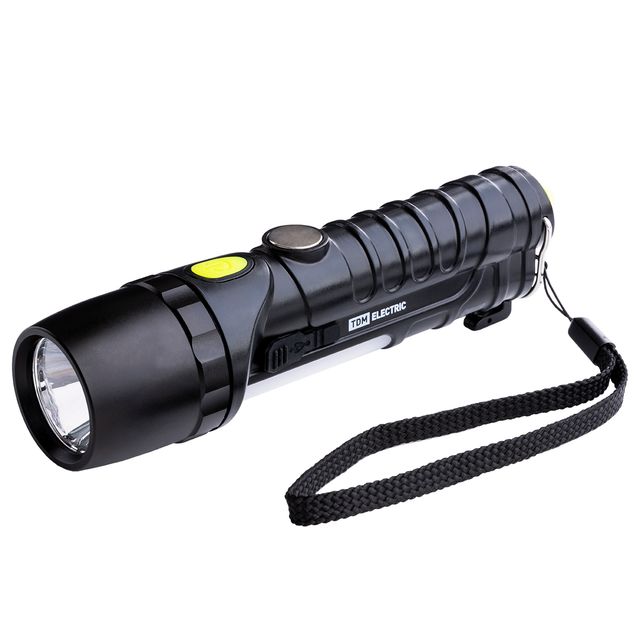 Фонарь автомоб. универс., 6 Вт CREE+3 Вт COB,1x18650 2200 мА*ч, магн., подвес, USB, стропорез,TDM