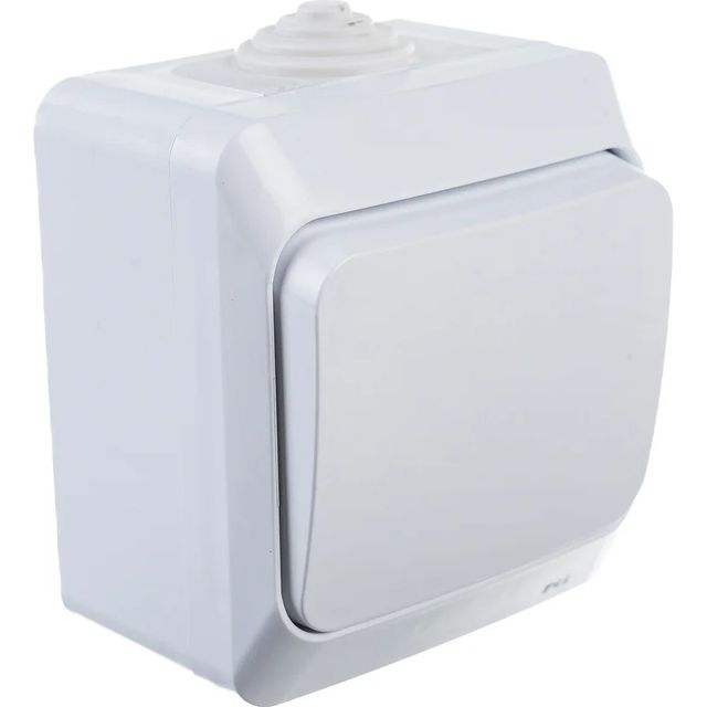 Переключатель 1-клавишный 10А IP44 белый ЭТЮД BA10-046b