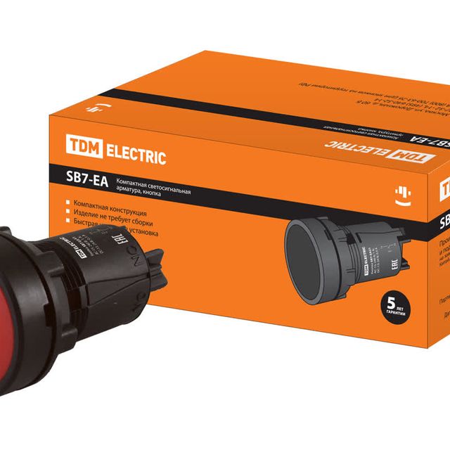 Кнопка SB7-EA42 с возвратом, 1НЗ, d22 мм, красная, IP40 TDM