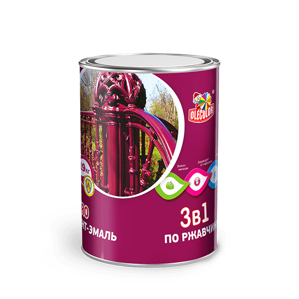 Грунт-эмаль по ржавчине 3в1 OLECOLOR синий 5005 10кг
