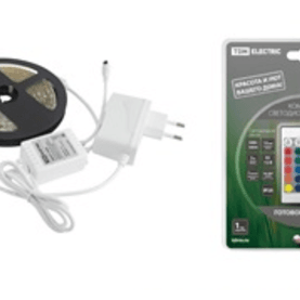 Комплект светодиодной ленты SMD5050-30 LED/м-12 В-7,2 Вт/м-IP20-RGB (1 м), 12 Вт, IR-контроллер TDM