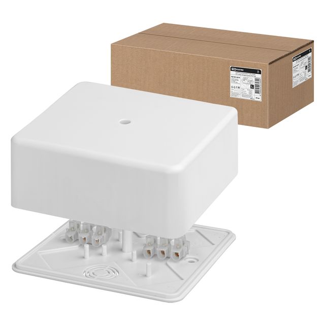 Коробка распаячная КР 100х100х44 ОП с клеммной колодкой белая IP40 TDM