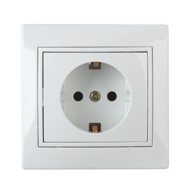 Розетка INTRO 2P+E Schuko 16А-250В IP20 СУ Plano Белый