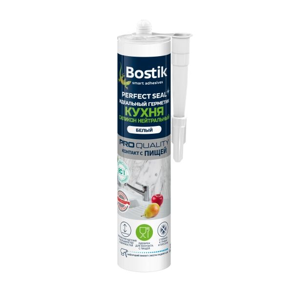 Герметик силиконовый идеальный Bostik Perfect Seal Кухня нейтральный белый 280мл