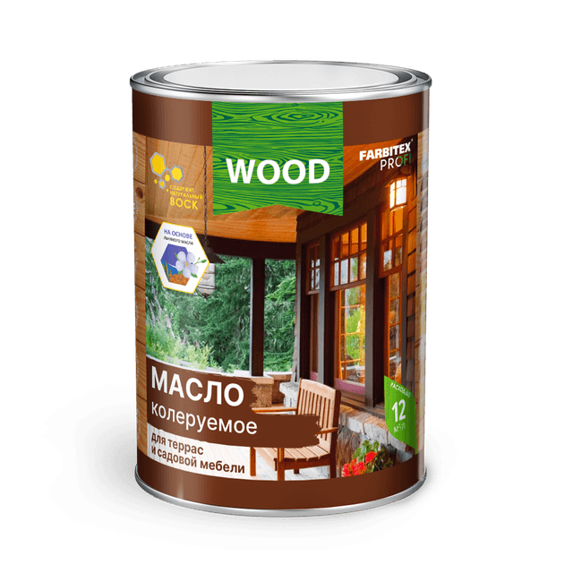 Масло для террас и садовой мебели колеруемое FARBITEX PROFI WOOD 0,9л