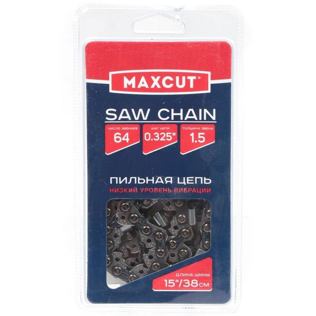 Цепь для бензопилы 91LV-50E 3/8 1,3 50 звеньев блистер MAXCUT