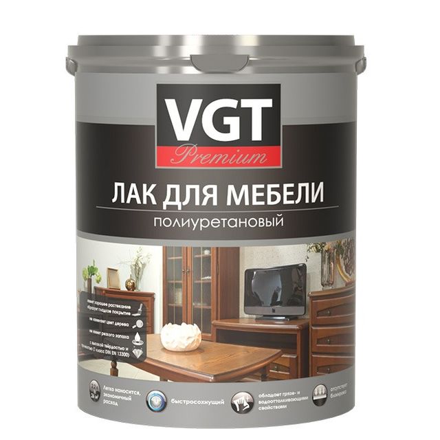 Лак матовый для мебели полиуретановый PREMIUM ВГТ 0,9кг