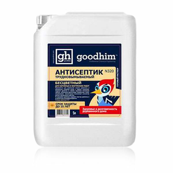Антисептик трудновымываемый бесцветный N320 GOODHIM 10л