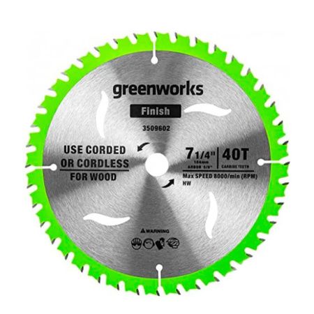 Диск пильный по дереву для циркулярной пилы Greenworks 184*20 мм 40T