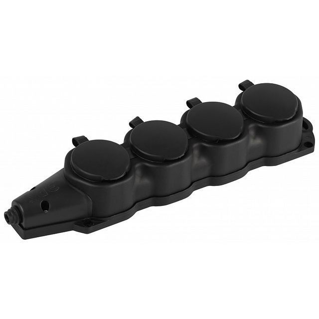 Колодка ЭРА каучуковая с заземлением 4 розетки 16A IP44 KX-4e-B-IP44 черная