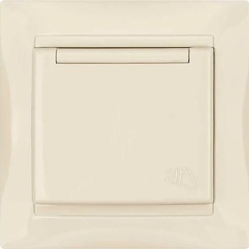 Розетка 2П+З 16А 250В IP44 с крышкой слоновая кость Лама TDM