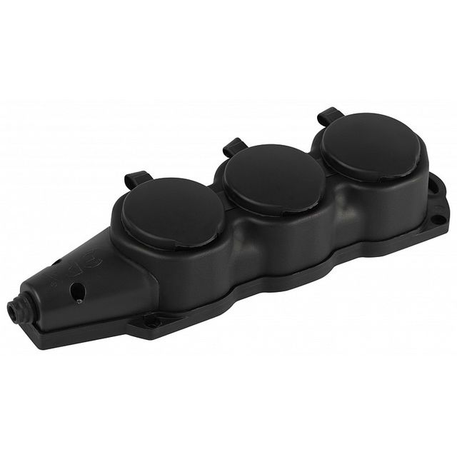 Колодка ЭРА каучуковая с заземлением 3 розетки 16A IP44 KX-3e-B-IP44 черная