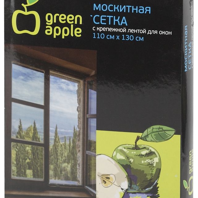 Противомоскитная сетка с крепежной лентой 1,1*1,3м GREEN APPLE GBN002