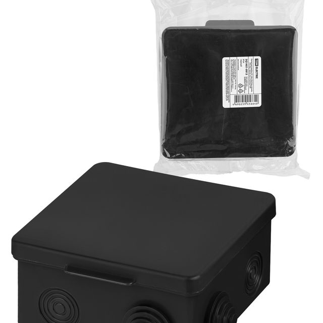 Распаячная коробка ОП 100х100х55мм крышка IP54 8вх черная TDM