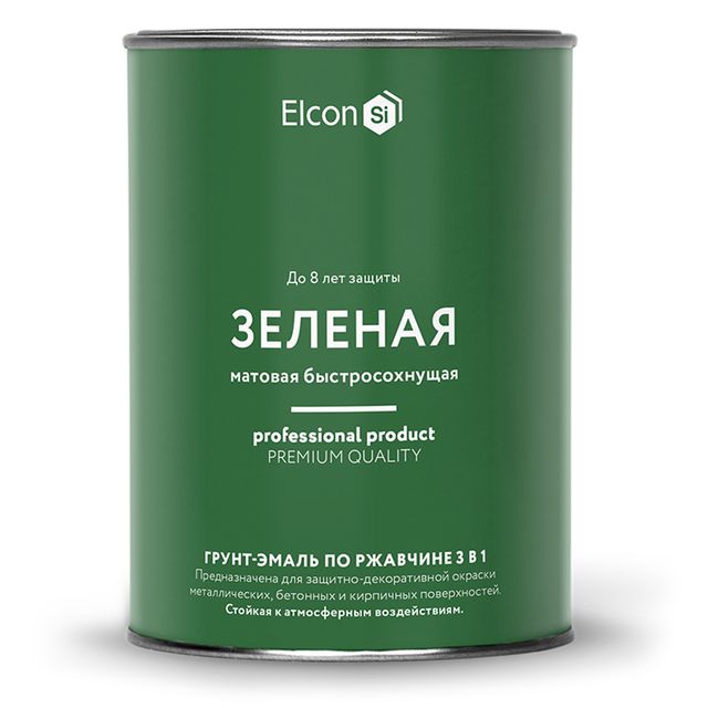 Грунт-эмаль по ржавчине 3в1 Elcon Зеленый матовый 0,8кг