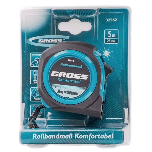 Рулетка Komfortabel 5м*25мм обрезиненный корпус Gross