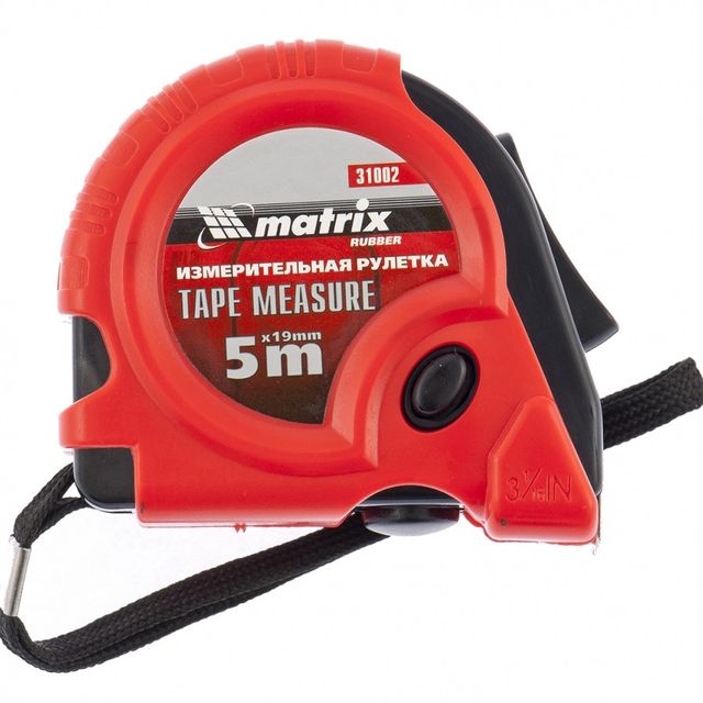 Рулетка Rubber 5м*19мм обрезиненный корпус Matrix