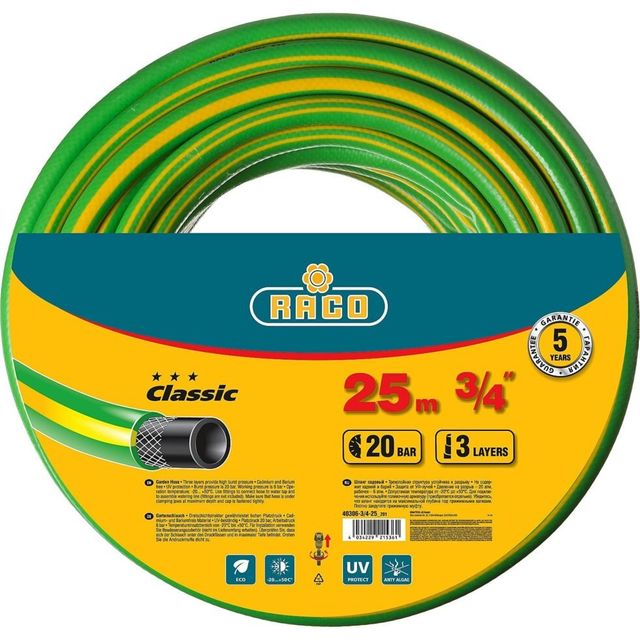 Шланг поливочный армированный трехслойный 3/4, 25 метров, 20 атм. RACO CLASSIC