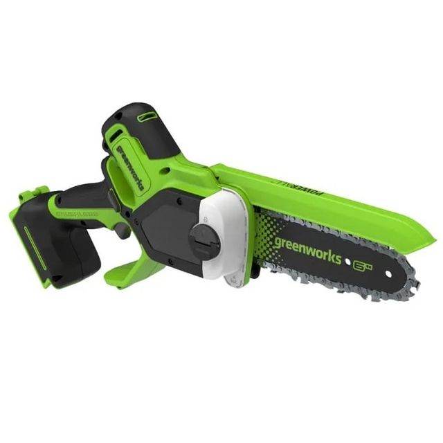 Цепная мини пила аккумуляторная Greenworks GD24CS15, 24V, 15см, бесщеточная, с автоматической смазко